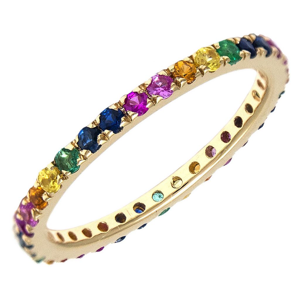 14K Yellow Gold Eternity Prong Multi-Gem Ring