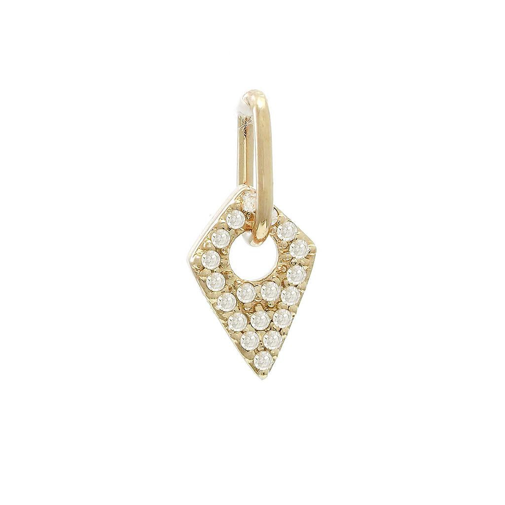 14K Real Yellow Single Micro Pave Diamond Pendant 5X9mm