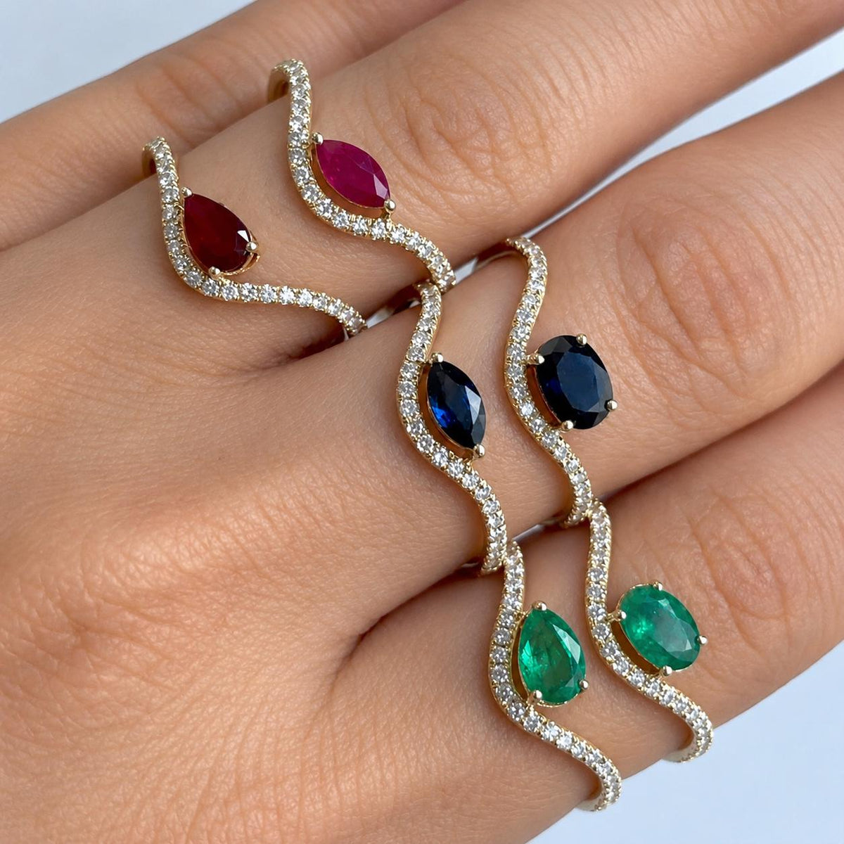 14K Real Yellow Gold Oval Prong Ruby & Diamond Ring 6.5"