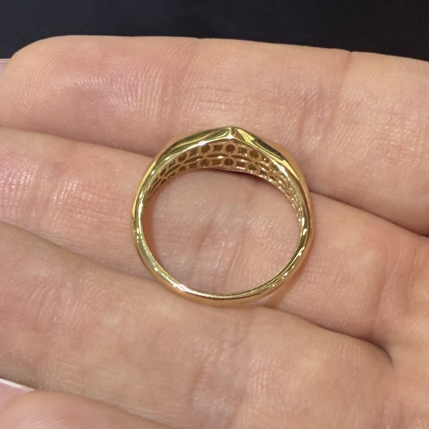 14K Real Gold Signet Ring Engravable Polished Finish Size 8