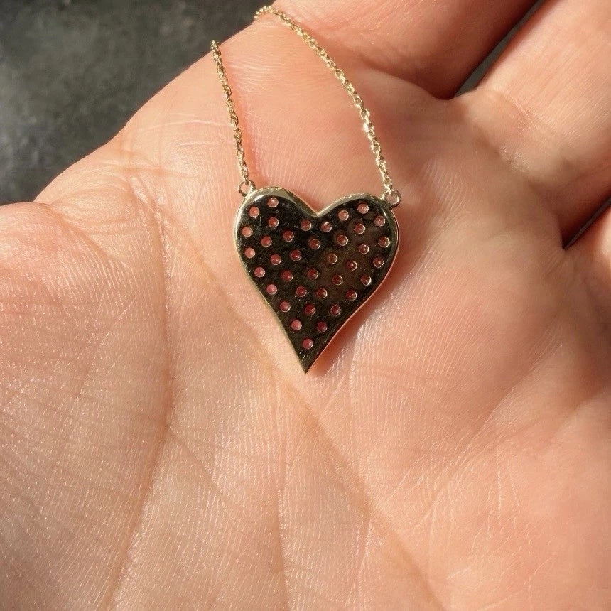 Lovely 14K Yellow Gold Heart Shape Pink Sapphire Pendant Necklace 0.92 CTW