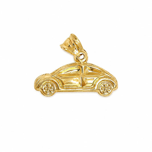 10K Yellow Gold Puffy Car Charm Pendant – Automobile Travel Charm 7x12mm
