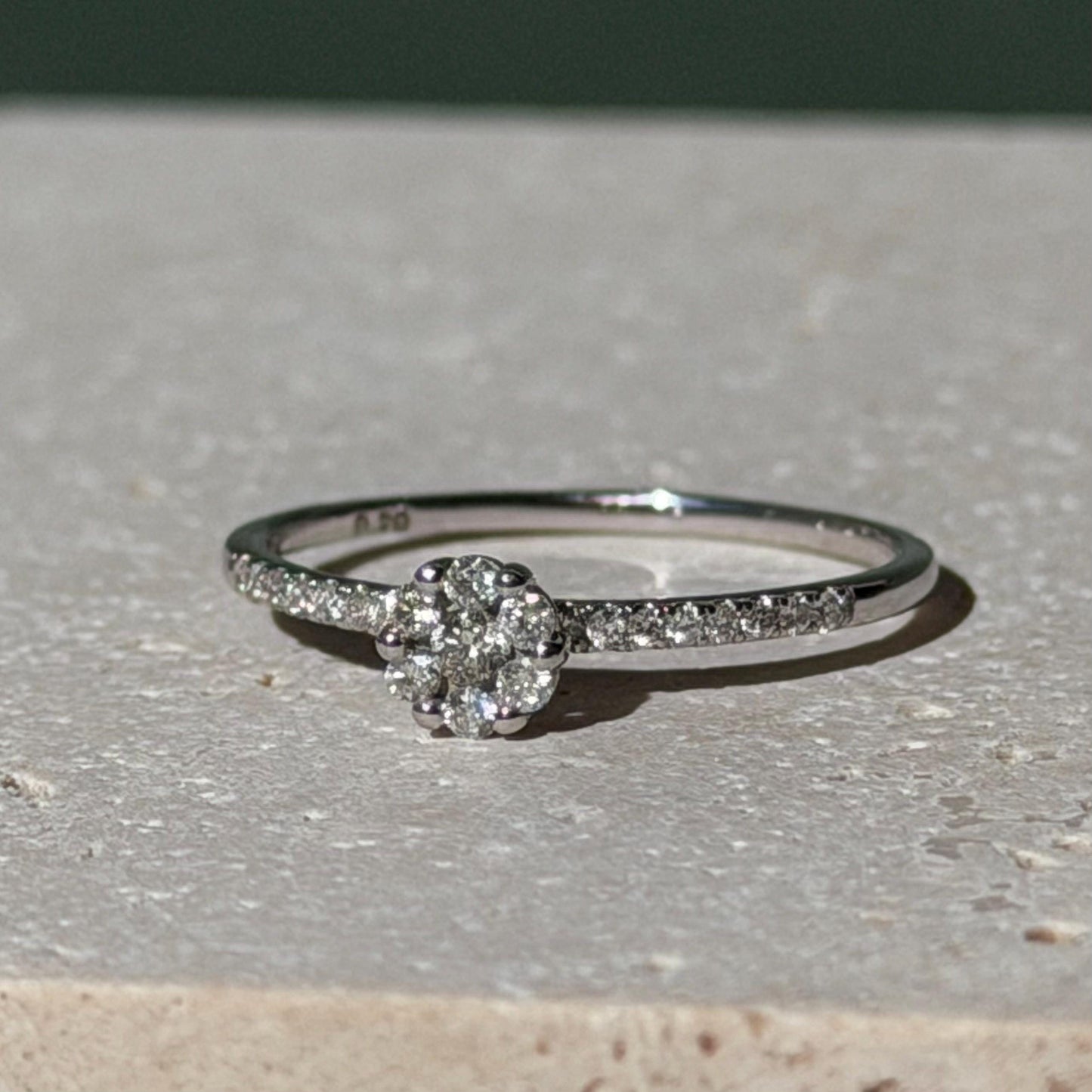 14K Real Solid Gold Natural Diamond Ring .20 CTW Size 7 marked