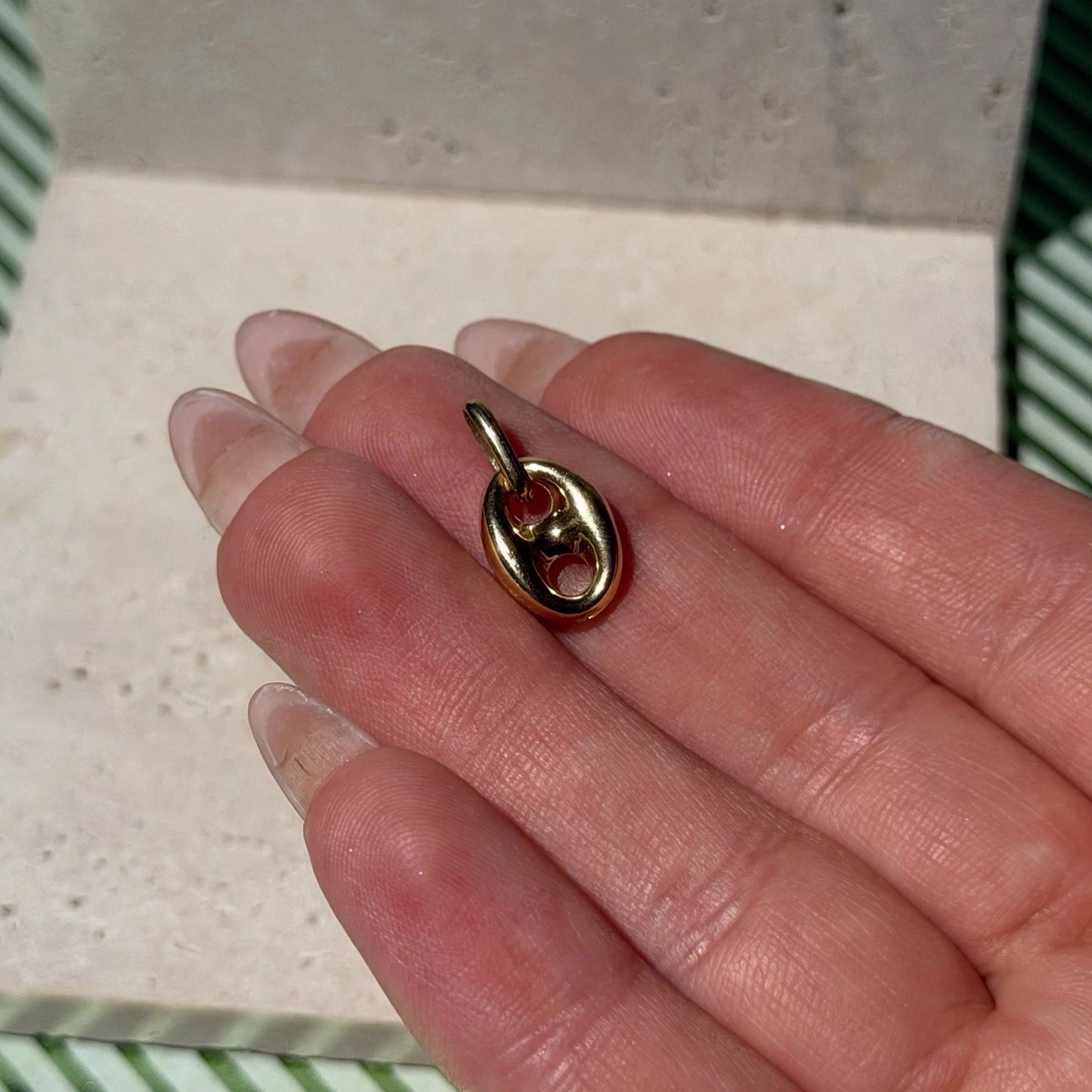 14K Real Solid gold 10mm Wide Charm