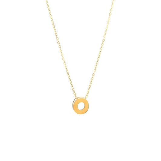 14k Gold Yellow Gold O Initial Letter Minimalist  Necklace 16"-18"