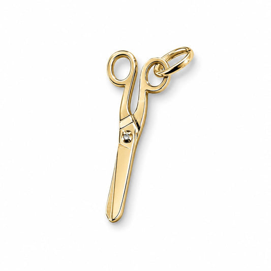 10K Real Yellow Gold Scissors Pendant 1.25"