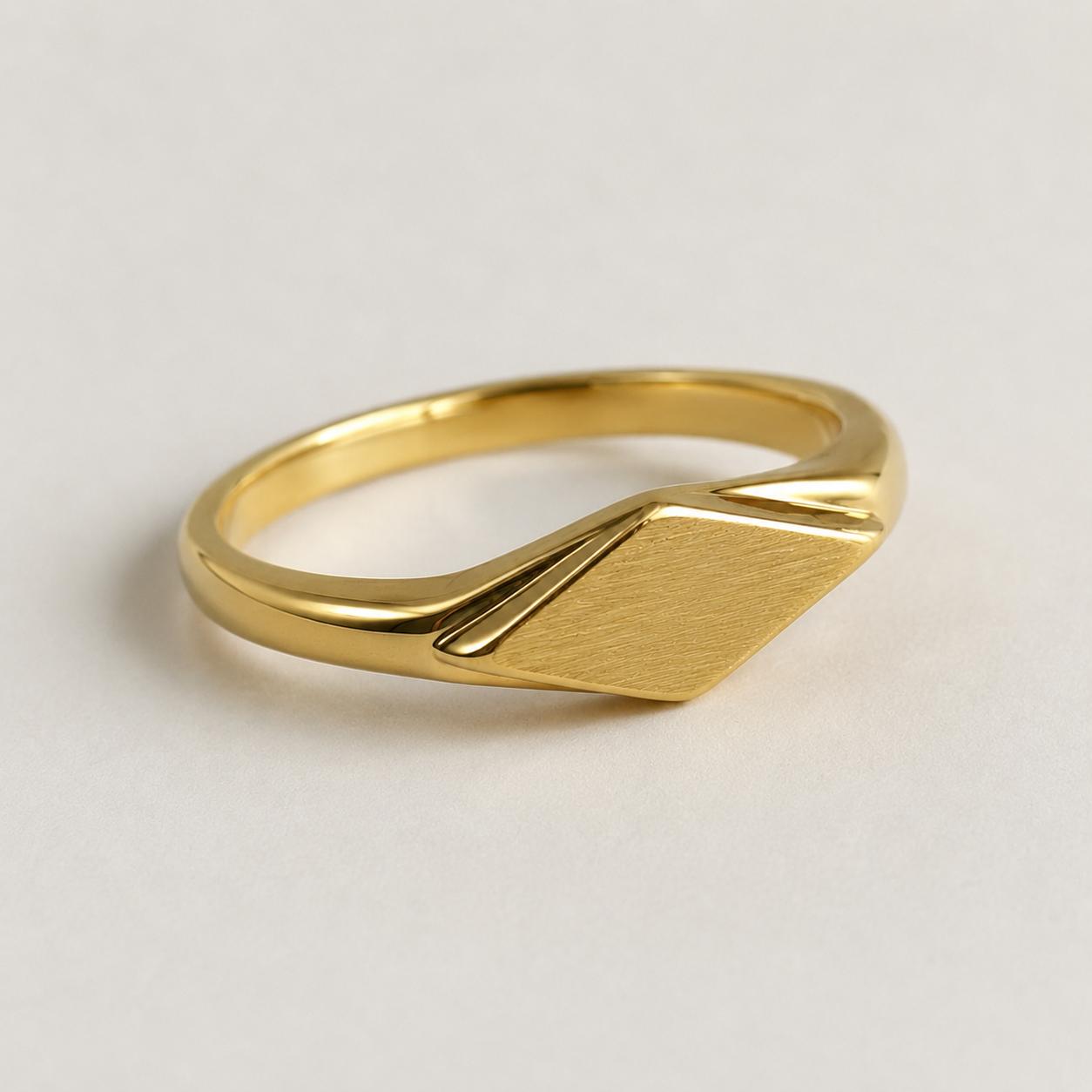 14K Real Gold Signet Ring Engravable Polished Finish Size 8