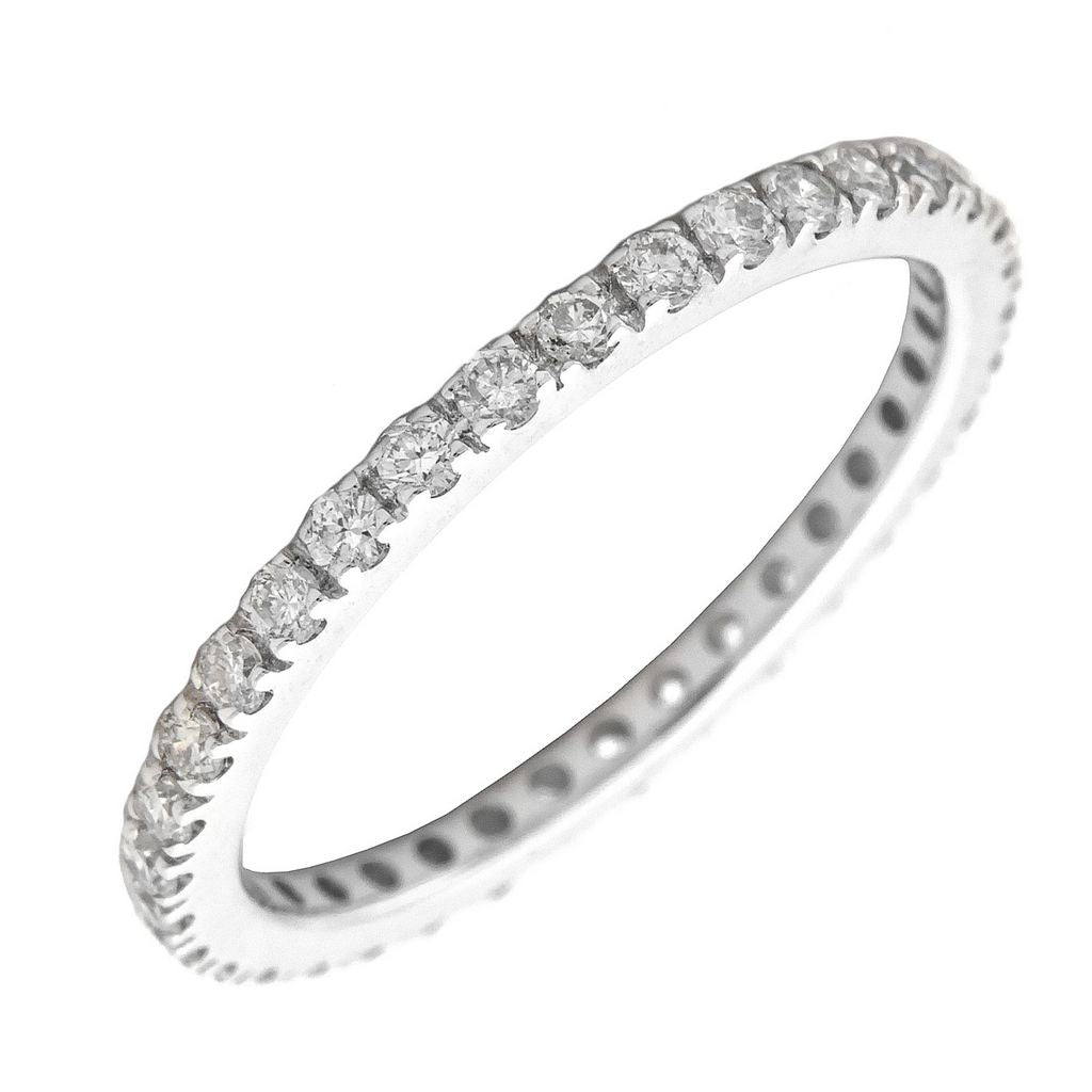 14K White Gold Eternity Natural Prong Diamond Size 6 Ring