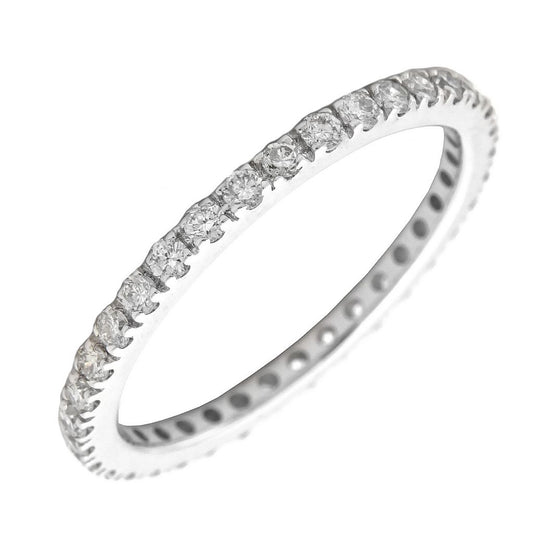 14K White Gold Eternity Natural Prong Diamond Size 6 Ring