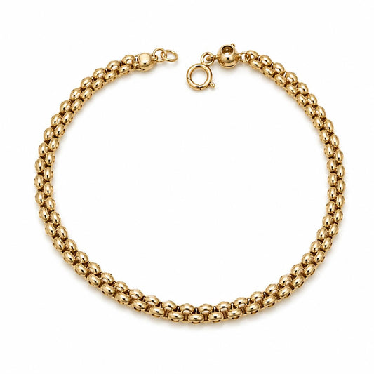 10K Real Gold 5mm Puffy Link Bracelet 8"