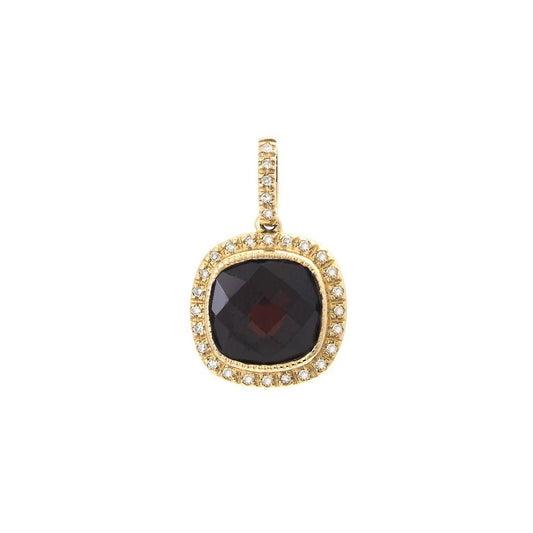 14K Real Yellow Gold Cushion Bezel Garnet Pendant 12X20mm