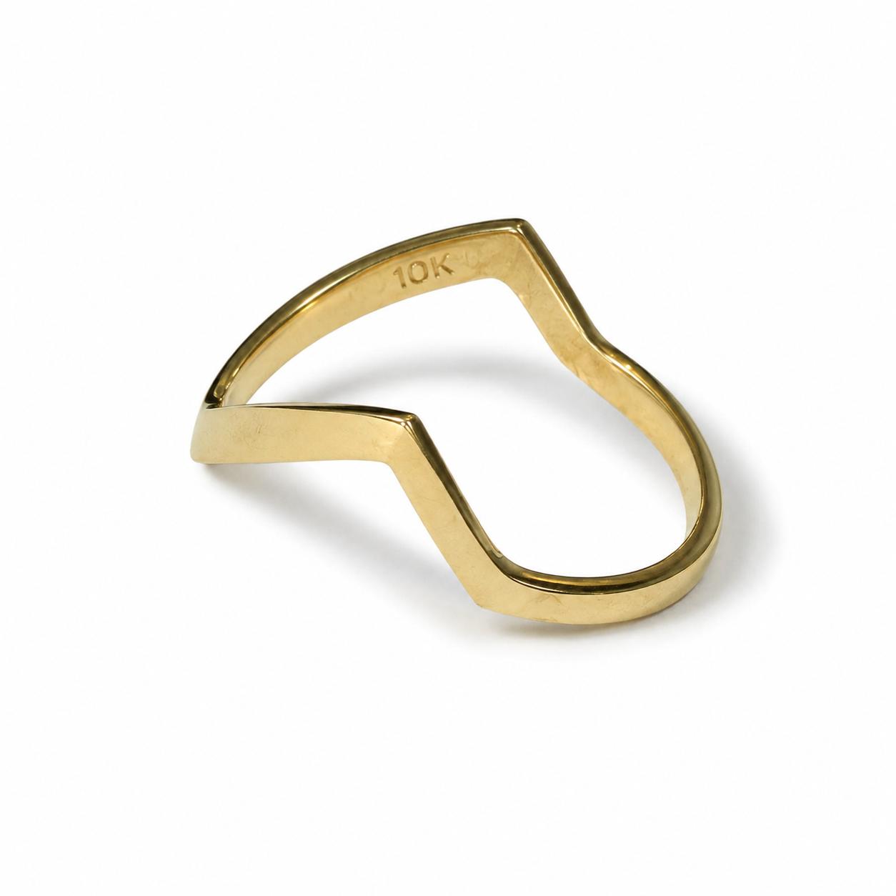 10K Real Yellow Gold Modern Wave Ring Size 7.25