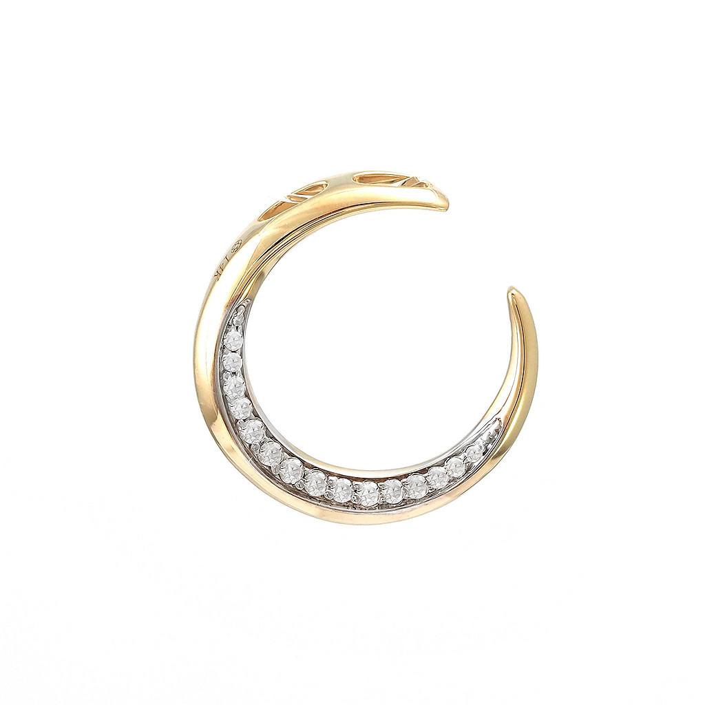 14K Real Yellow Gold Single Pave Diamond Pendant