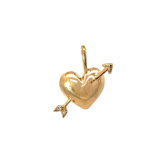 14K Real Yellow Gold Baby Single Micro Pave Diamond Pendant 10X11mm