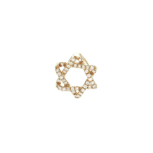 14K Real Yellow Gold Single Micro Pave Diamond Pendant 9mm
