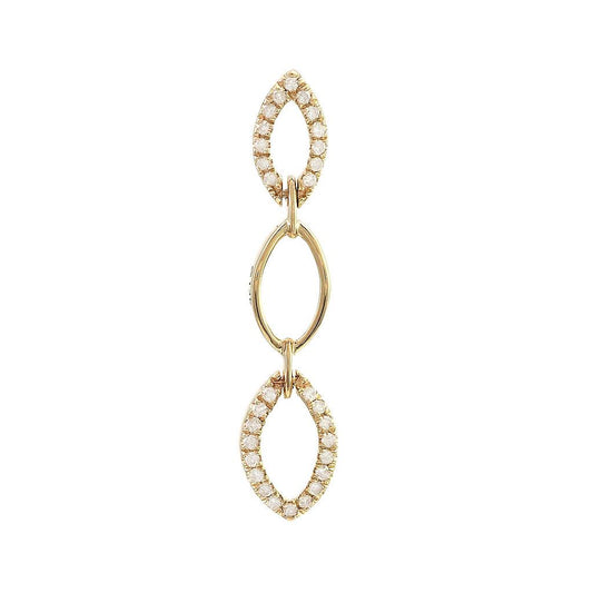 14K Real Yellow Gold Single Pave Diamond Pendant