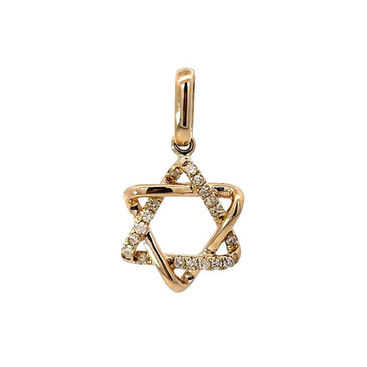 14K Real Yellow Gold Religious Single Micro Pave Diamond Pendant