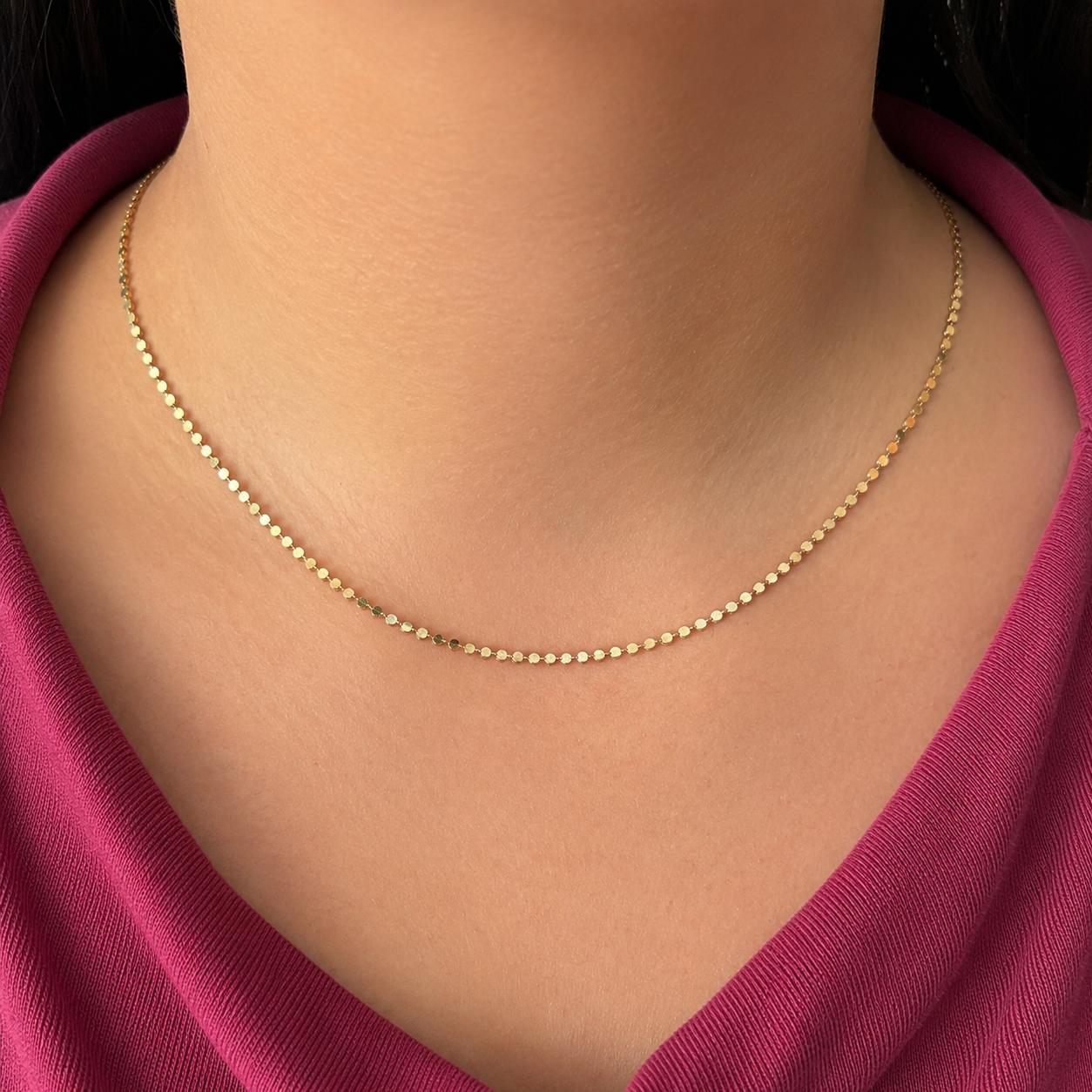 14K Real Gold Chain Necklace Flat Ball Necklace 18" 4.6g