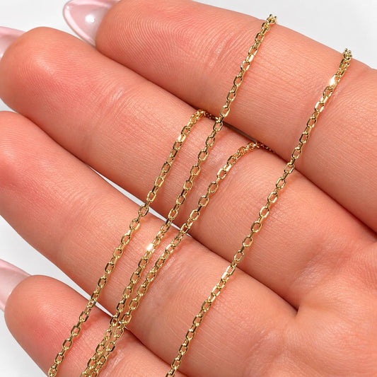10K Real Yellow Gold 1.5MM Biker Chain Necklace 20”