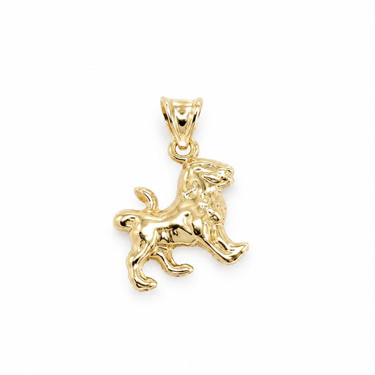 0K Yellow Gold Puffy Lion Charm Pendant – Safari Jungle Animal 13x15mm