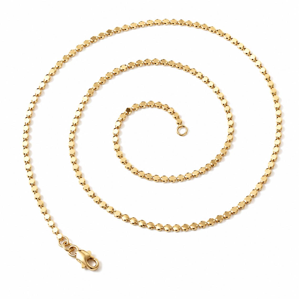 14K Real Gold Chain Necklace Flat Ball Necklace 18" 4.6g