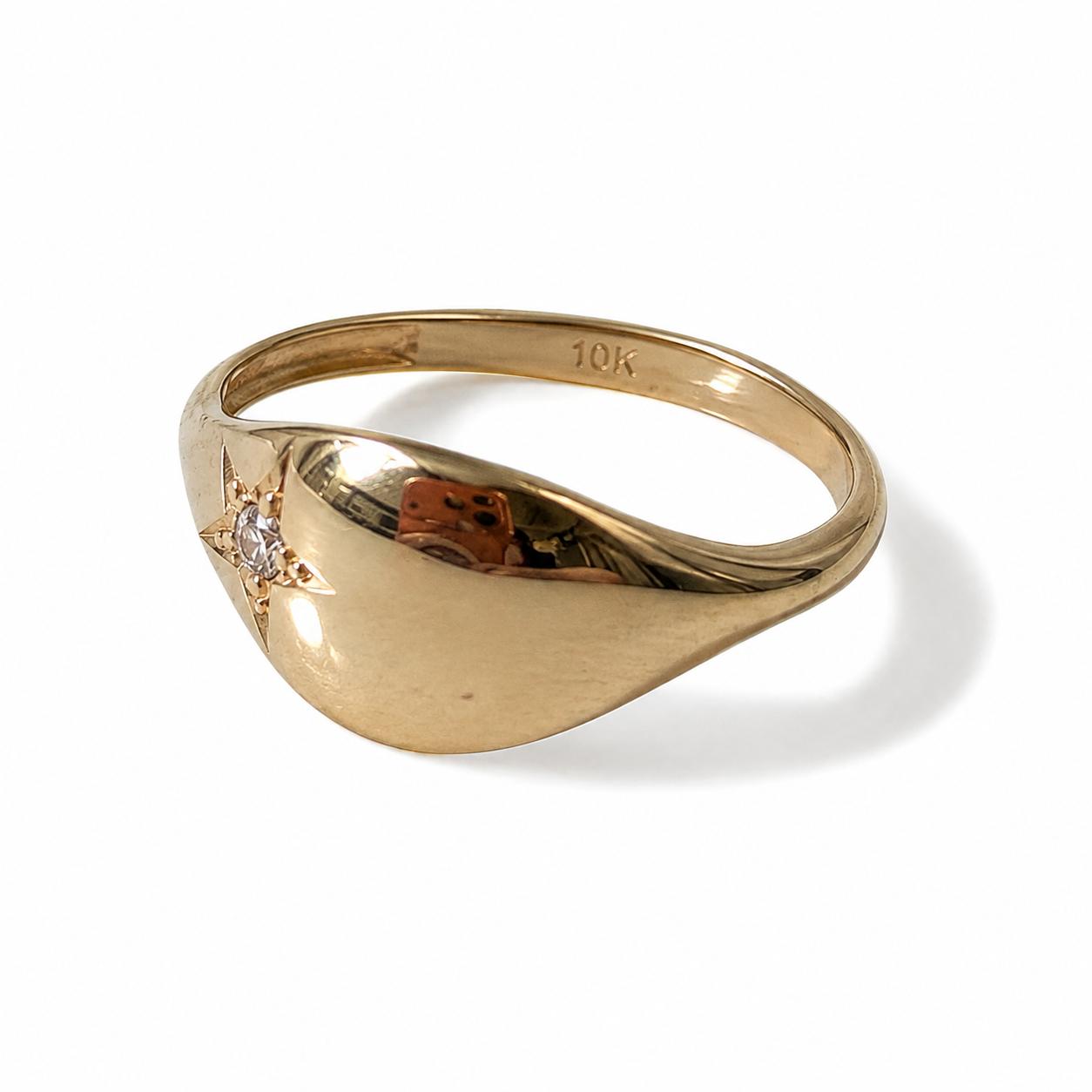 10K Real Yellow Gold Cubic Zirconia Ring Size 7