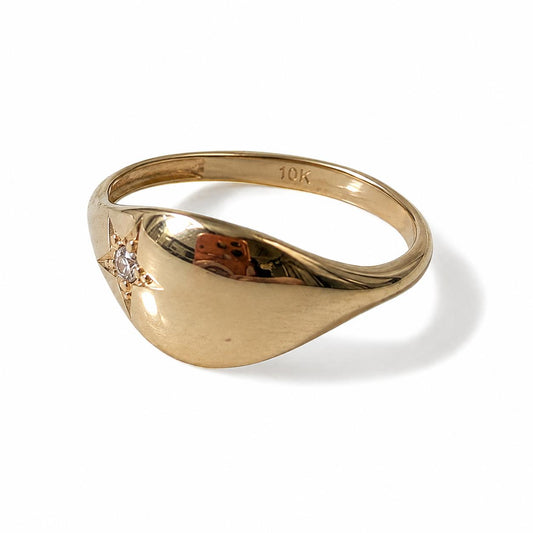 10K Real Yellow Gold Cubic Zirconia Ring Size 7