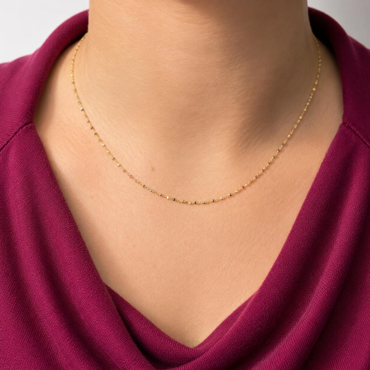 14K Real Gold Necklace Shimmery Chain Necklace 18"