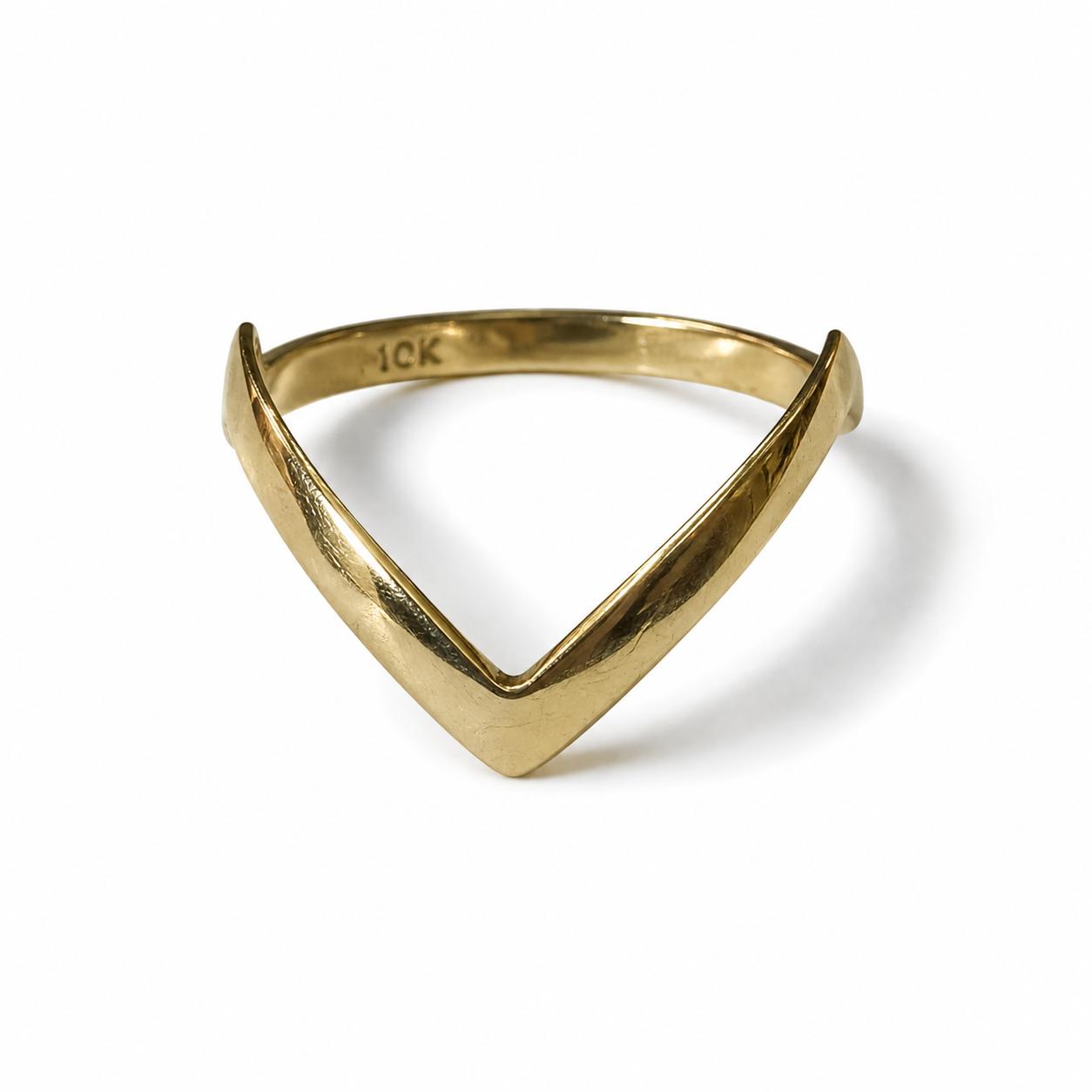 10K Real Yellow Gold Modern Wave Ring Size 7.25