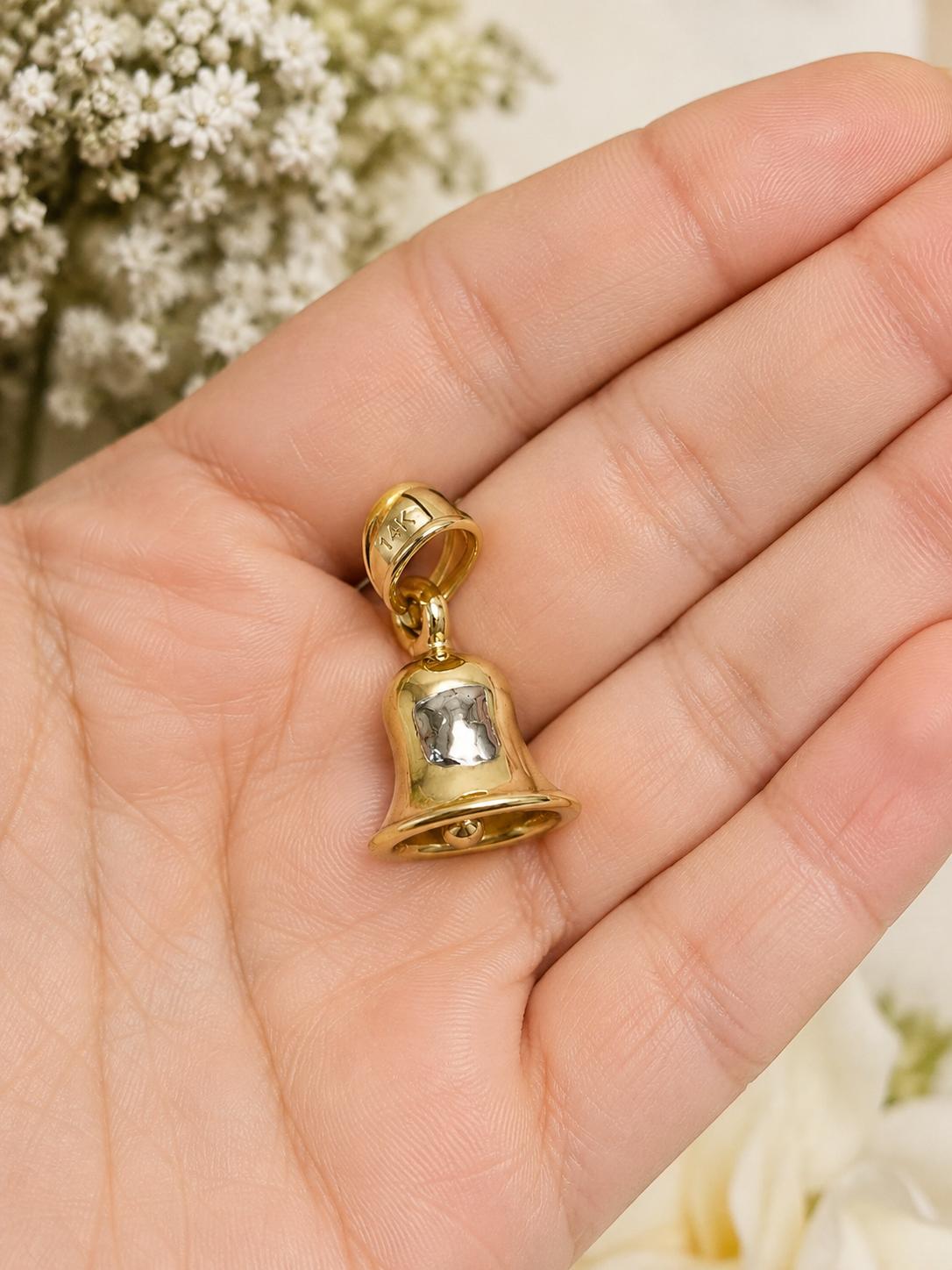 14K Real Gold Bell charm pendant