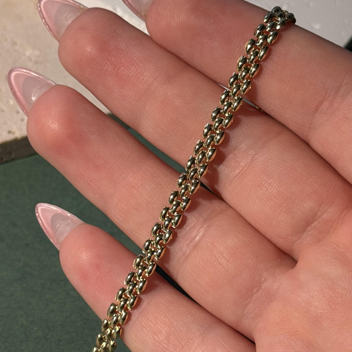 10K Real Gold 5mm Puffy Link Bracelet 8"