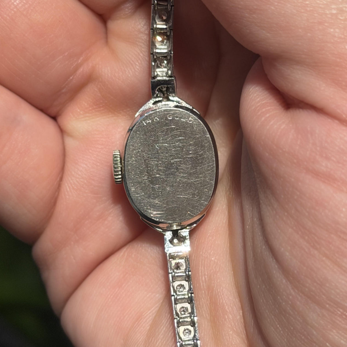 Vintage Rolex Ladies  14K Gold Natural Diamond Cocktail Watch 6.5"
