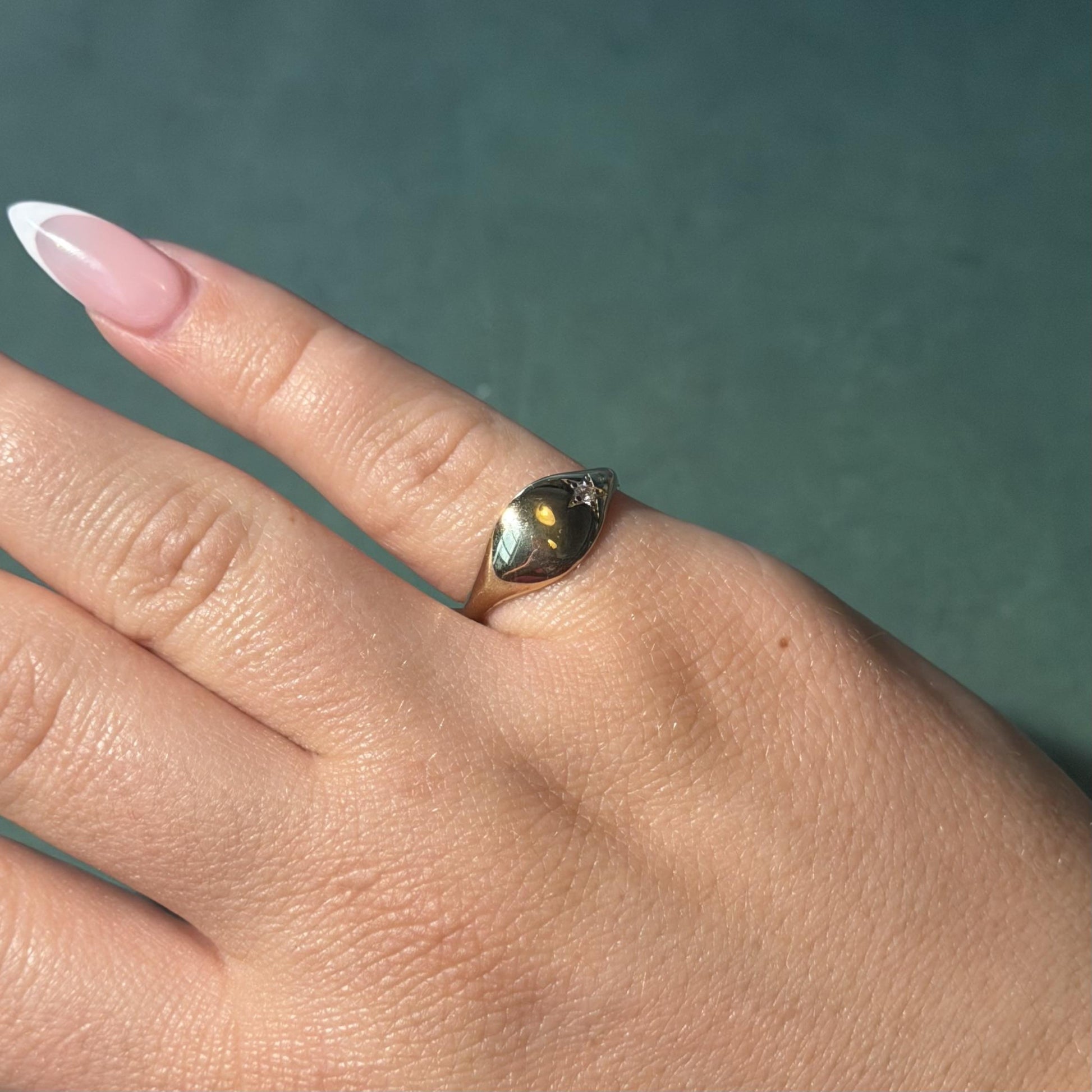 10K Real Yellow Gold Cubic Zirconia Ring Size 7