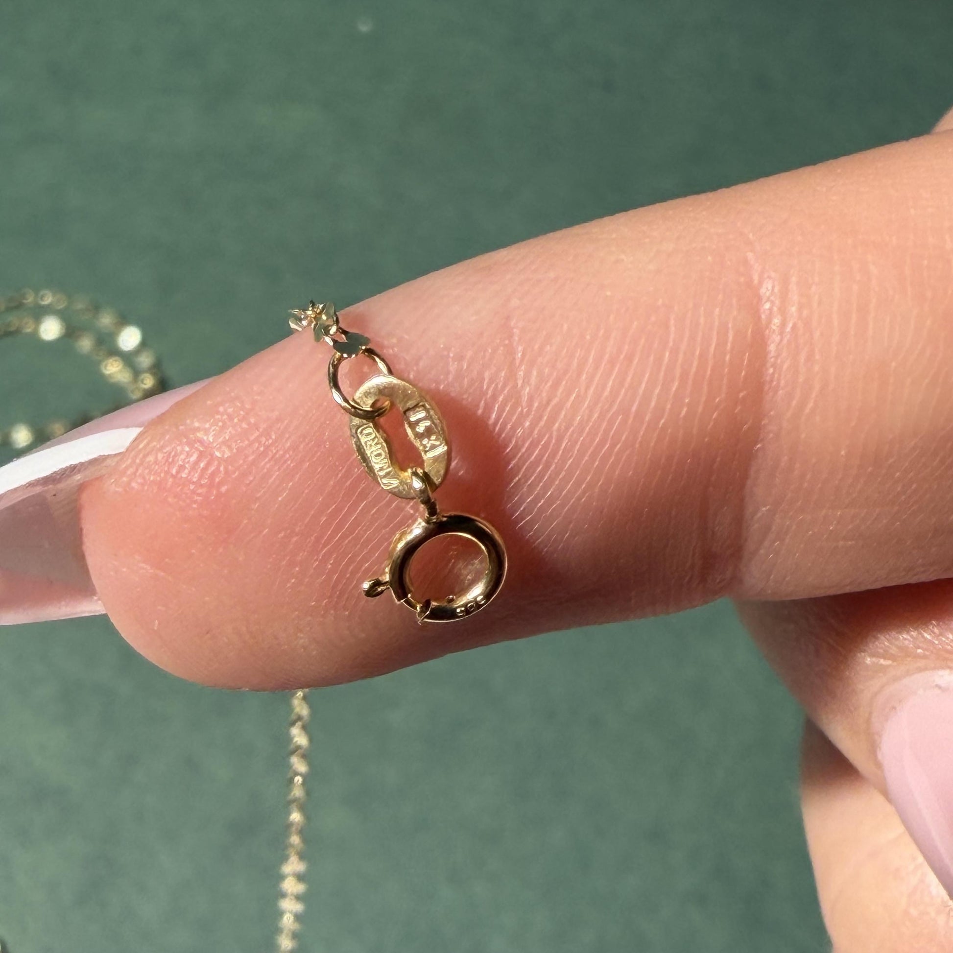 14K Real Gold Necklace Shimmery Chain Necklace 16"