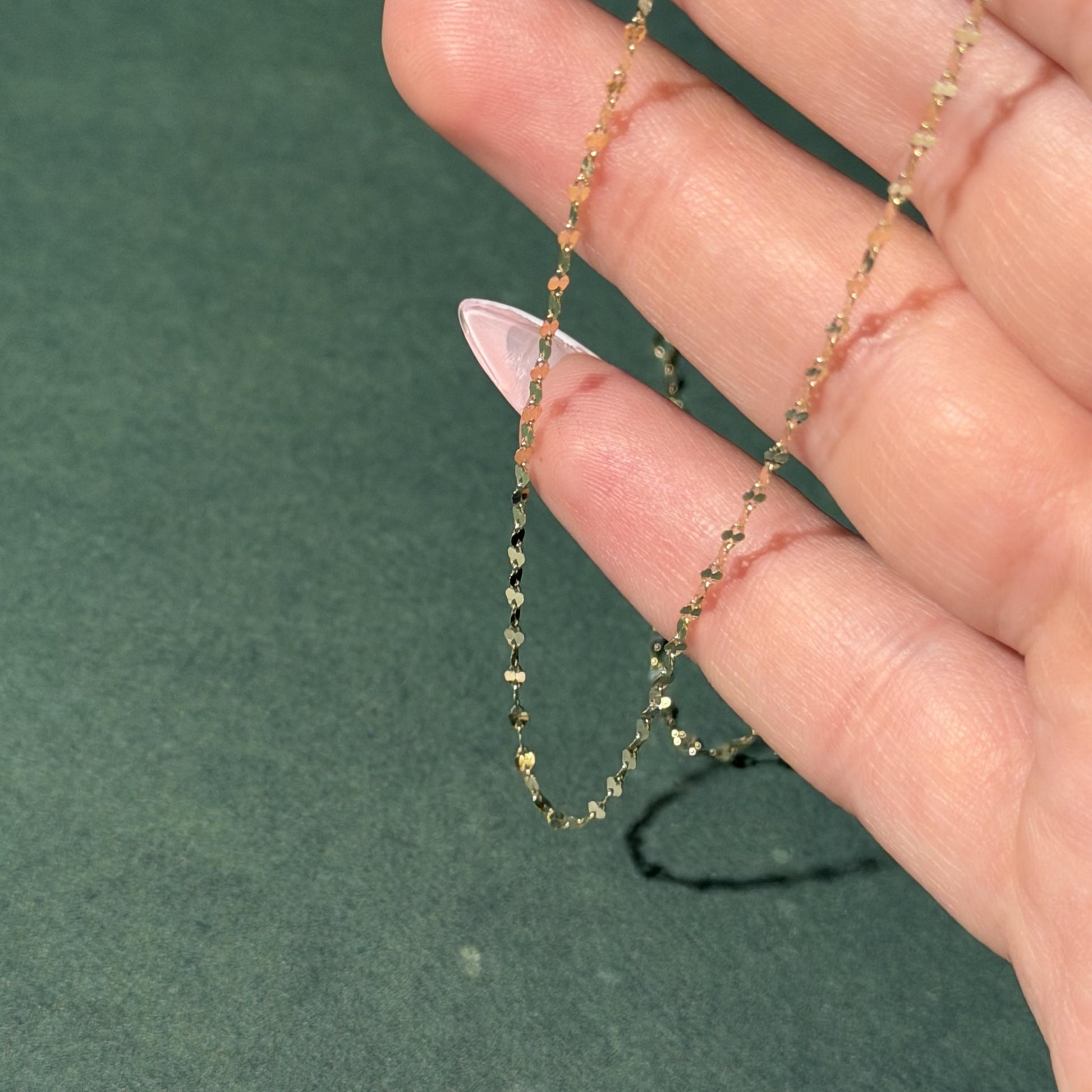 14K Real Gold Necklace Shimmery Chain Necklace 18"