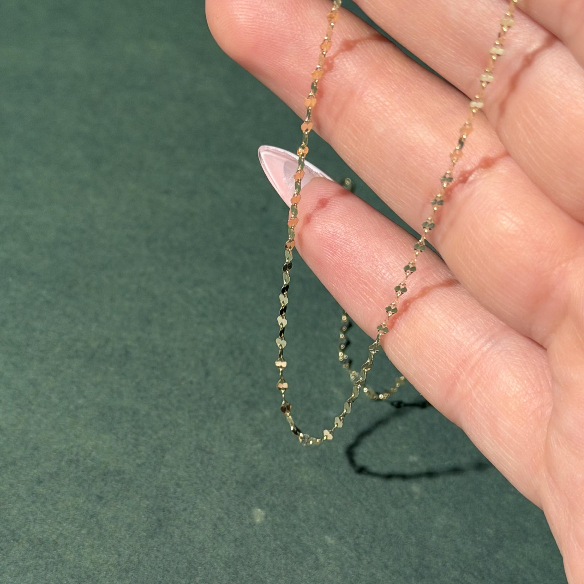 14K Real Gold Necklace Shimmery Chain Necklace 16"