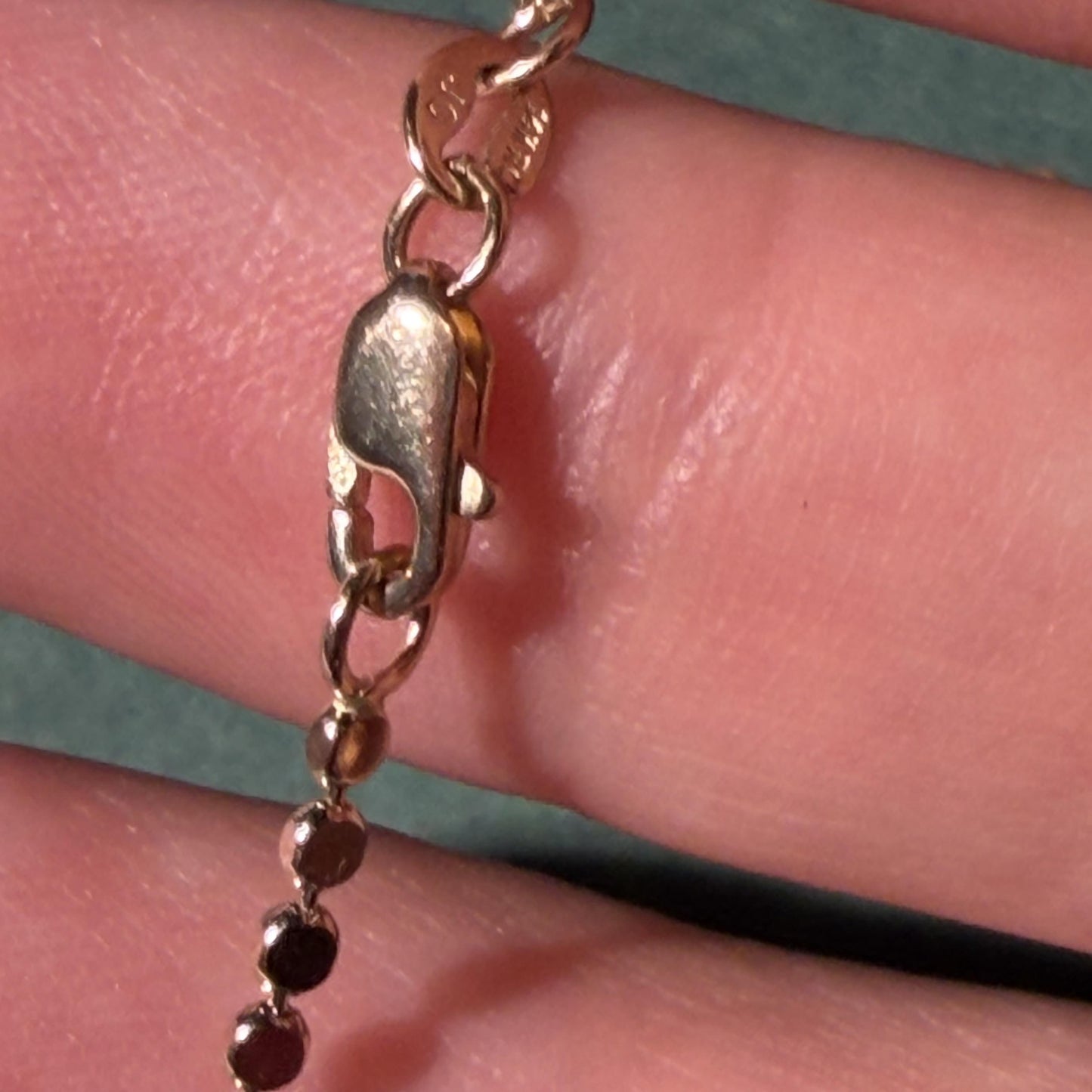 14K Real Gold Chain Necklace Flat Ball Necklace 18" 4.6g