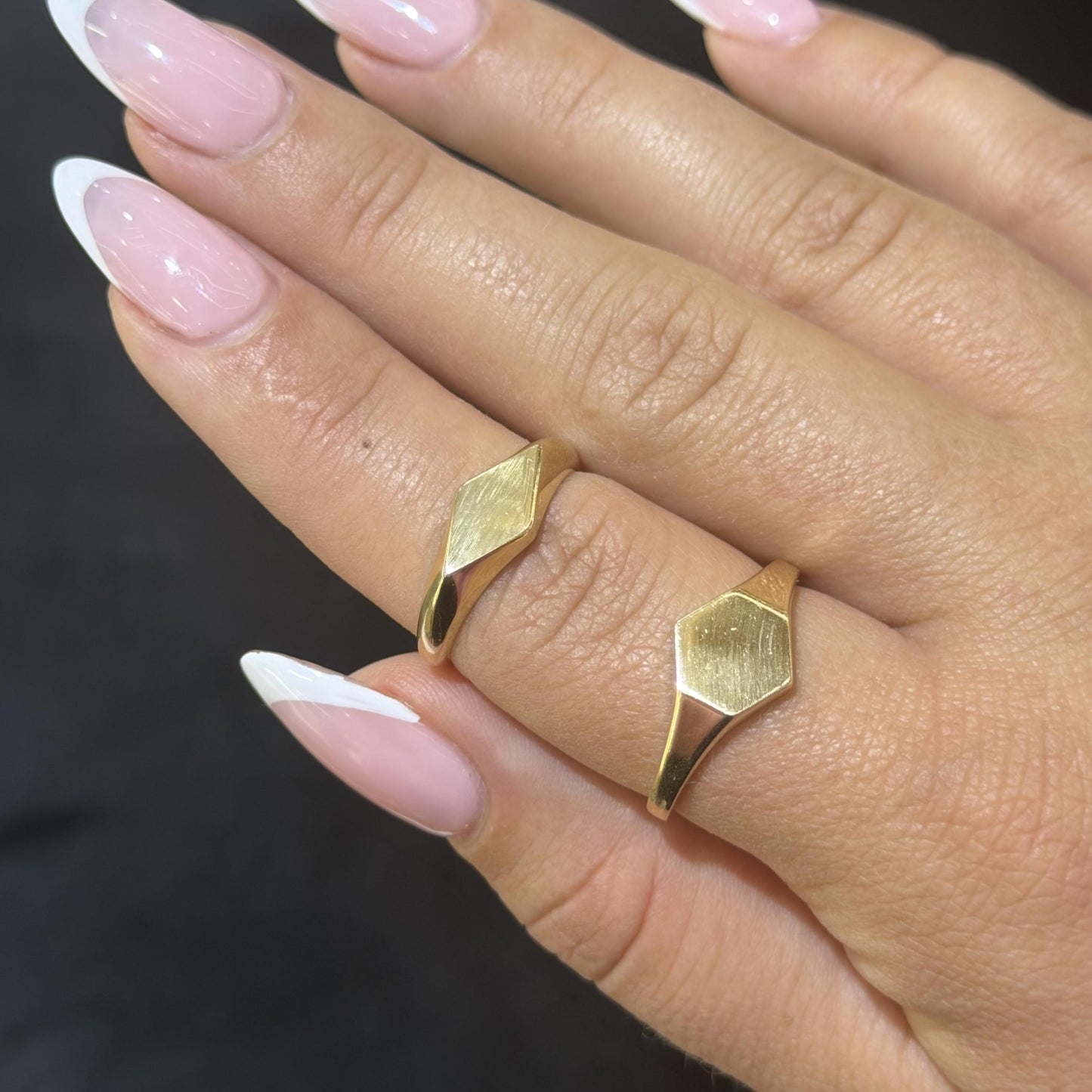 14K Real Gold Signet Ring Engravable Polished Finish Size 8