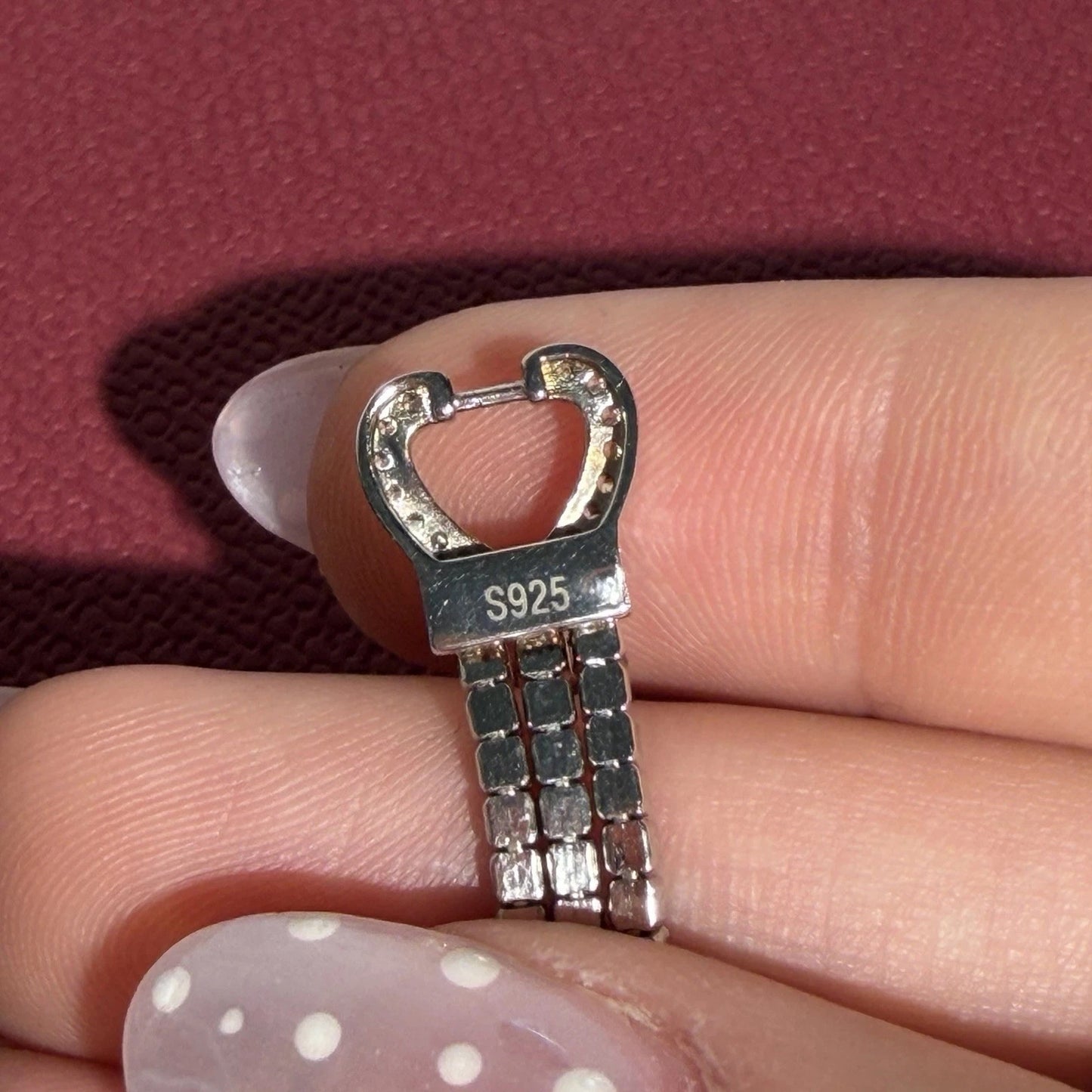 Sterling Silver S925 Double Heart Crystal Bracelet | Multi Row Size 6.5” Long