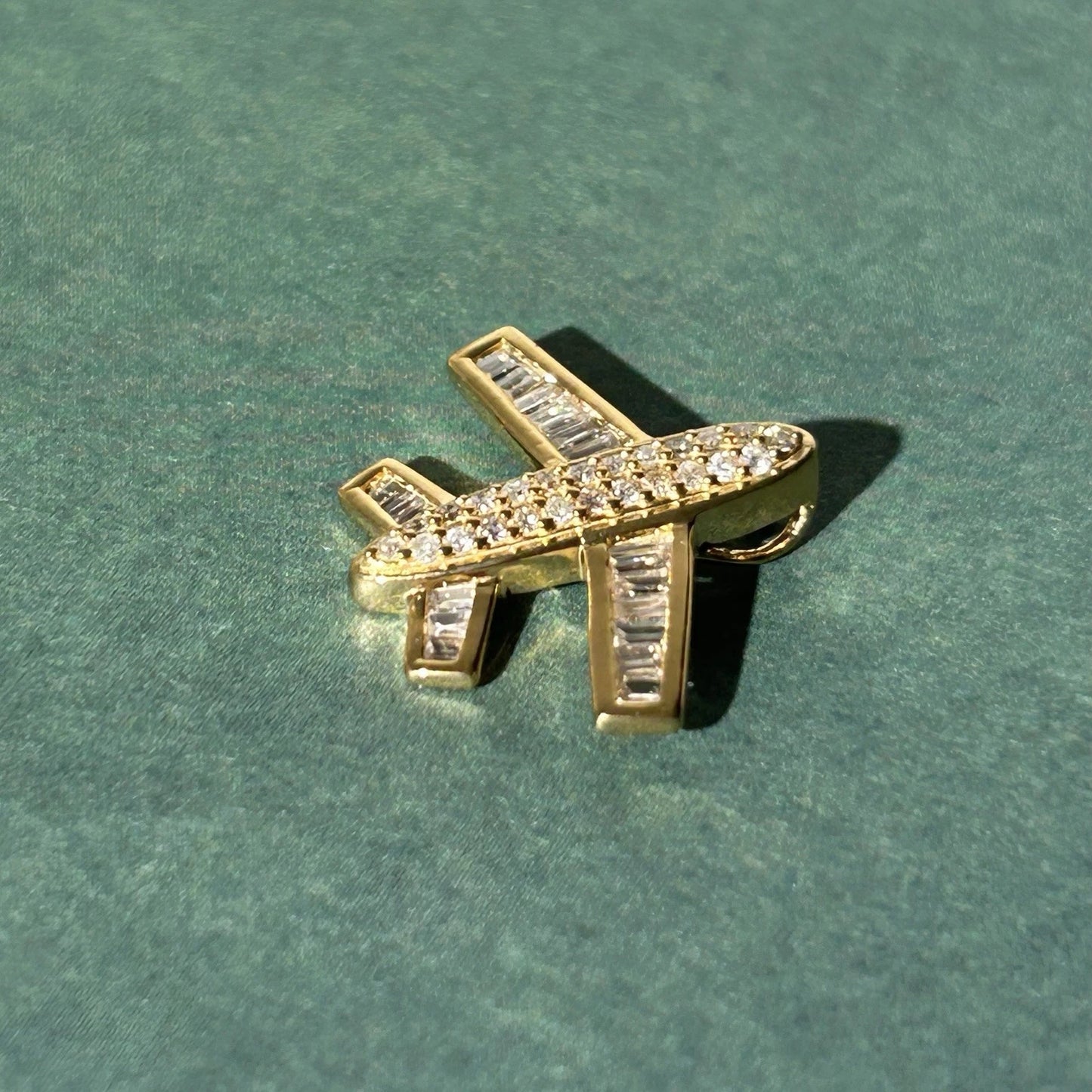 Unique Natural Diamond Silver Plane Charm pendant .60” Long