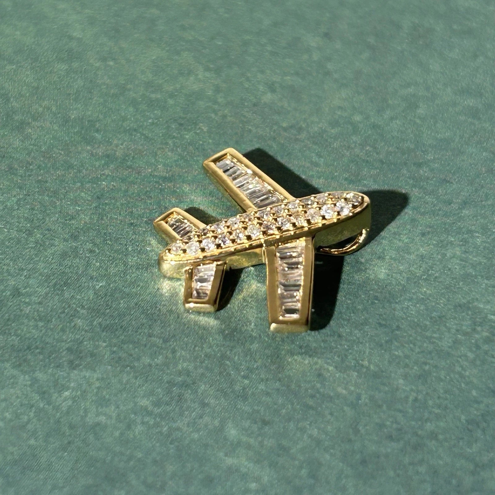 Unique Natural Diamond Silver Plane Charm pendant .60” Long