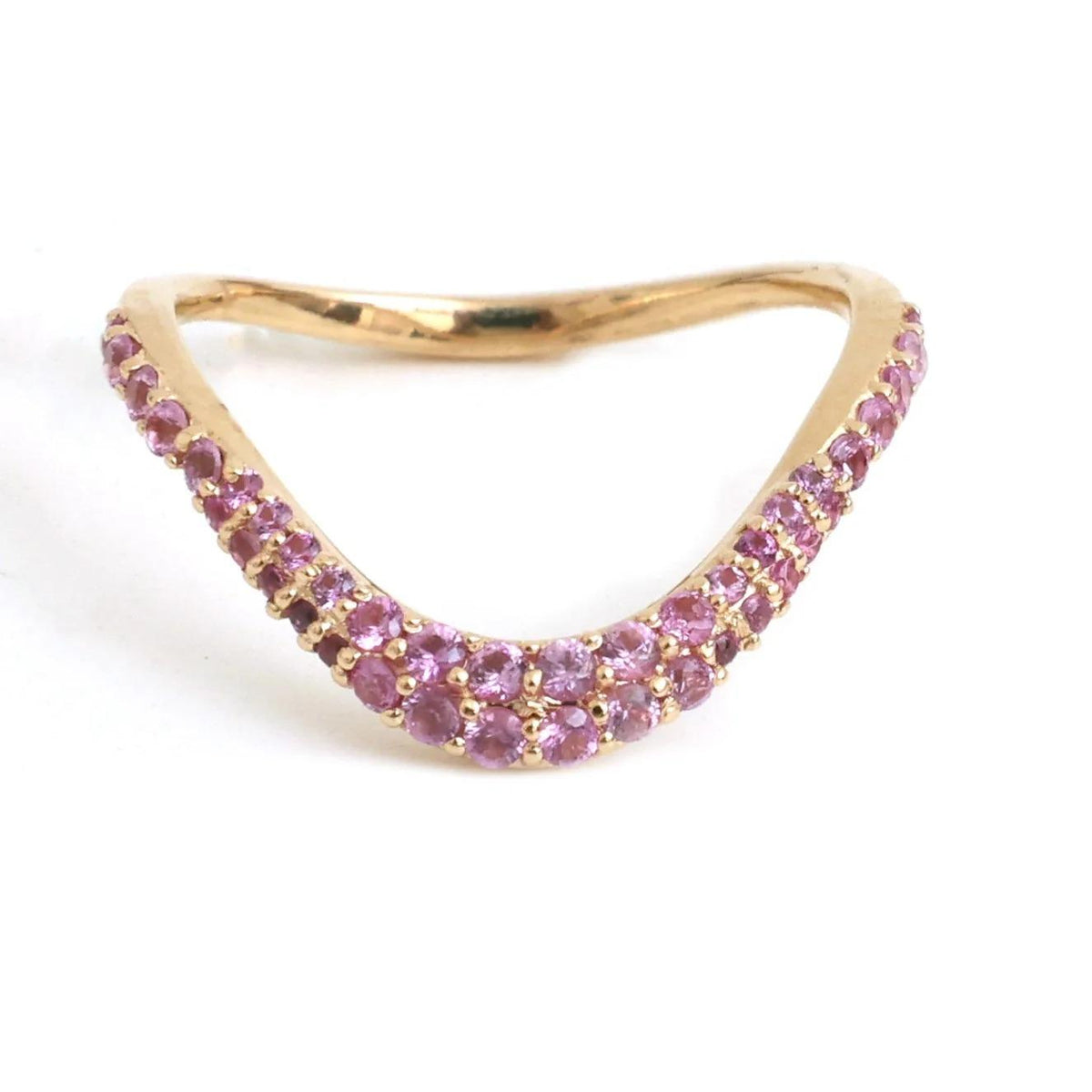 14K Real Solid Yellow Gold Pink Sapphire Ring Size 3.5