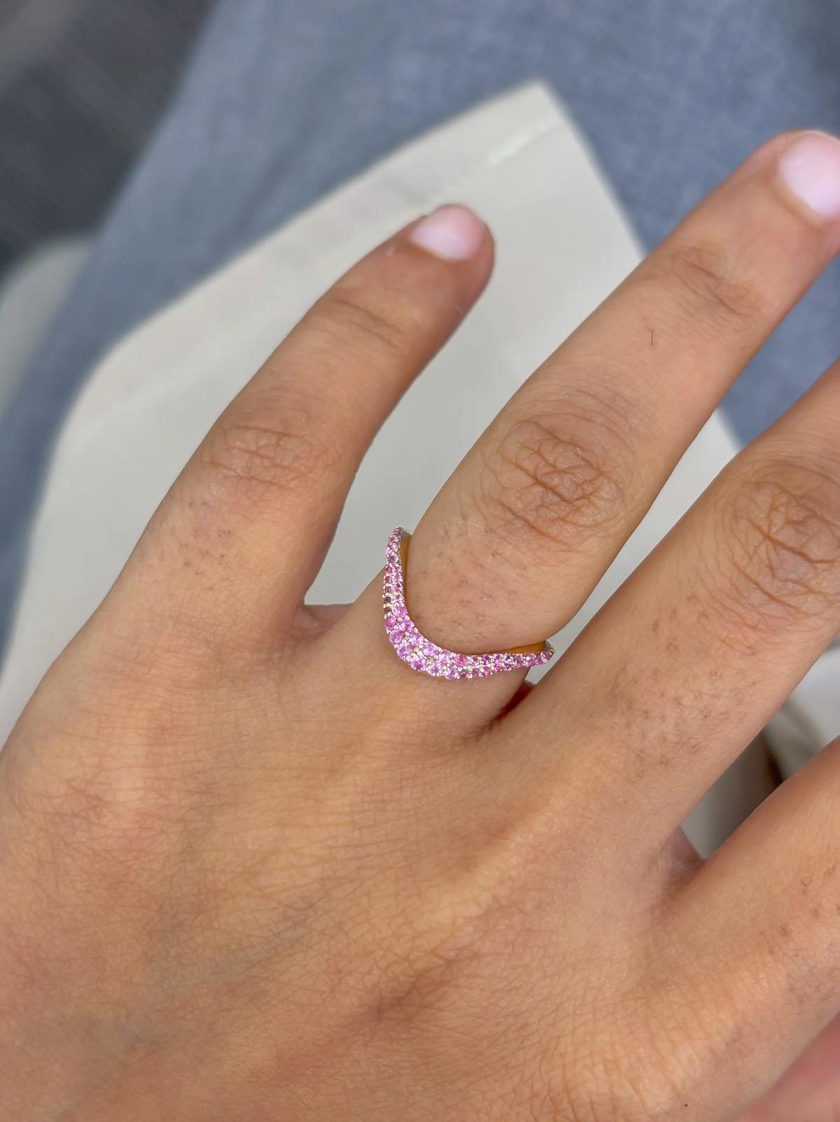 14K Real Solid Yellow Gold Pink Sapphire Ring Size 3.5