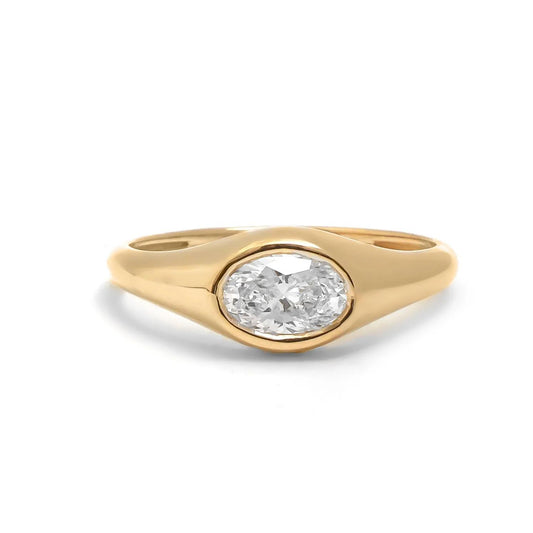 14K Real Solid Yellow Gold Lab Grown Diamond Ring Size 4