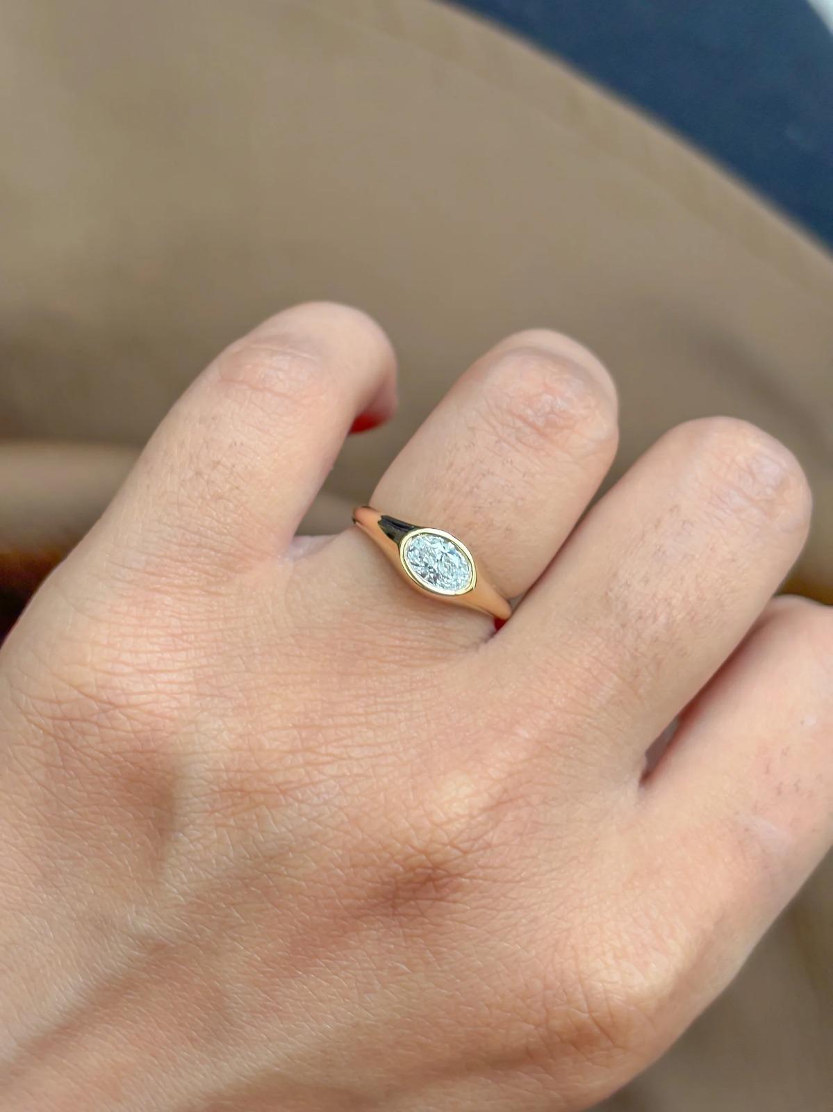 14K Real Solid Yellow Gold Lab Grown Diamond Ring Size 4