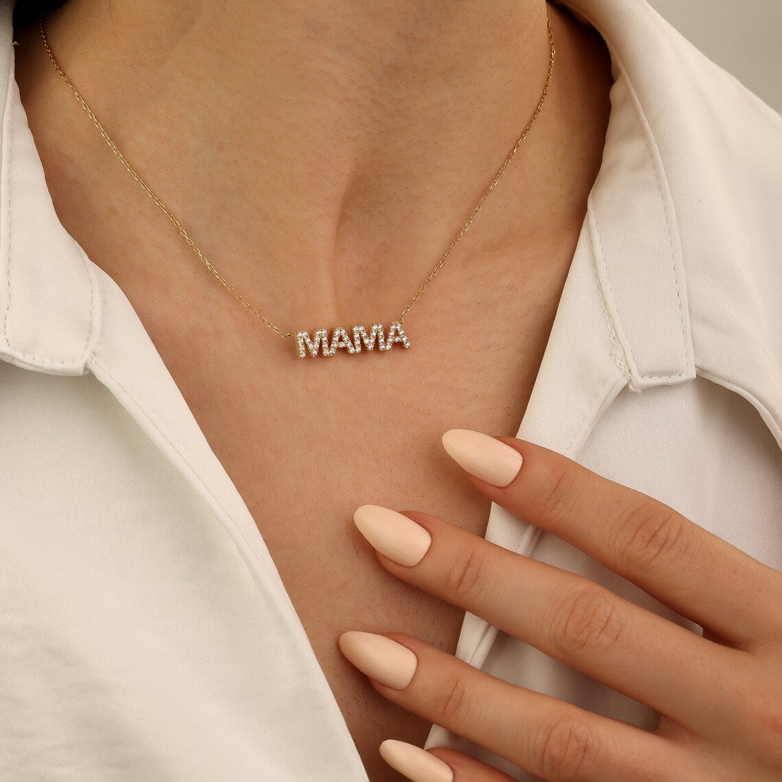 Mama Diamond Yellow gold   Necklace 16"-18"