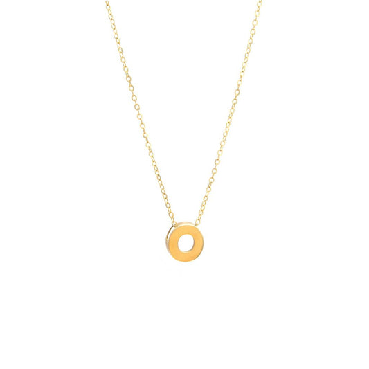 14k Gold Yellow Gold O Initial Letter Minimalist  Necklace 16"-18"