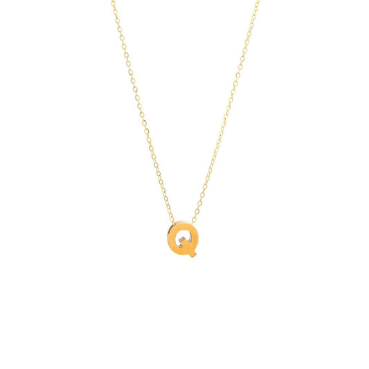 14k Gold Yellow Gold R Initial Letter Minimalist  Necklace 16"-18"