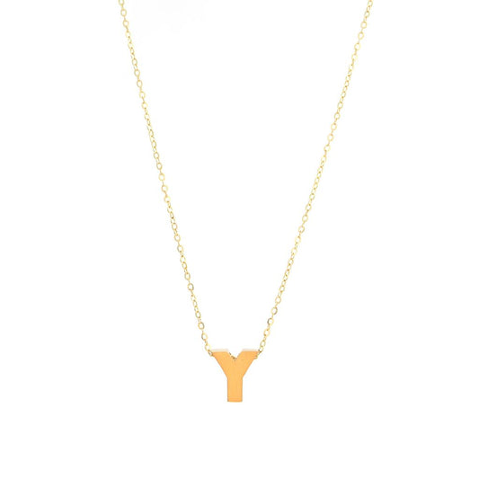14k Gold Yellow Gold Y Initial Letter Minimalist  Necklace 16"-18"