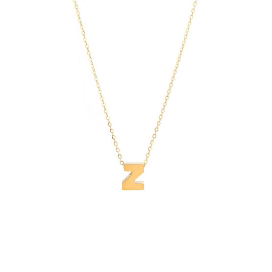14k Gold Yellow Gold Z Initial Letter Minimalist  Necklace 16"-18"